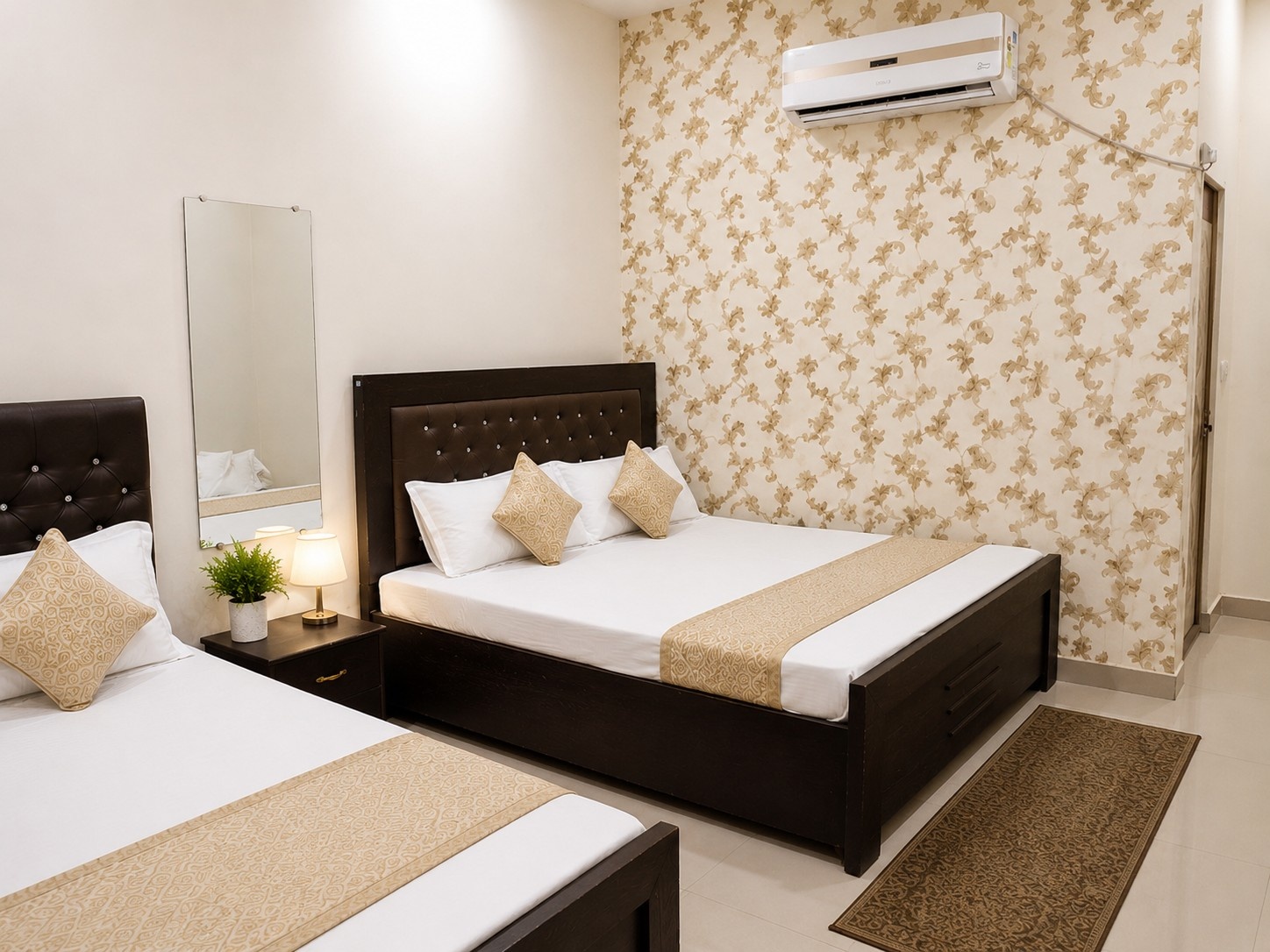 guest-room-accommodation-bhopal Comfortable guest room at Utsav Marriage Garden for wedding guests in Bhopal.