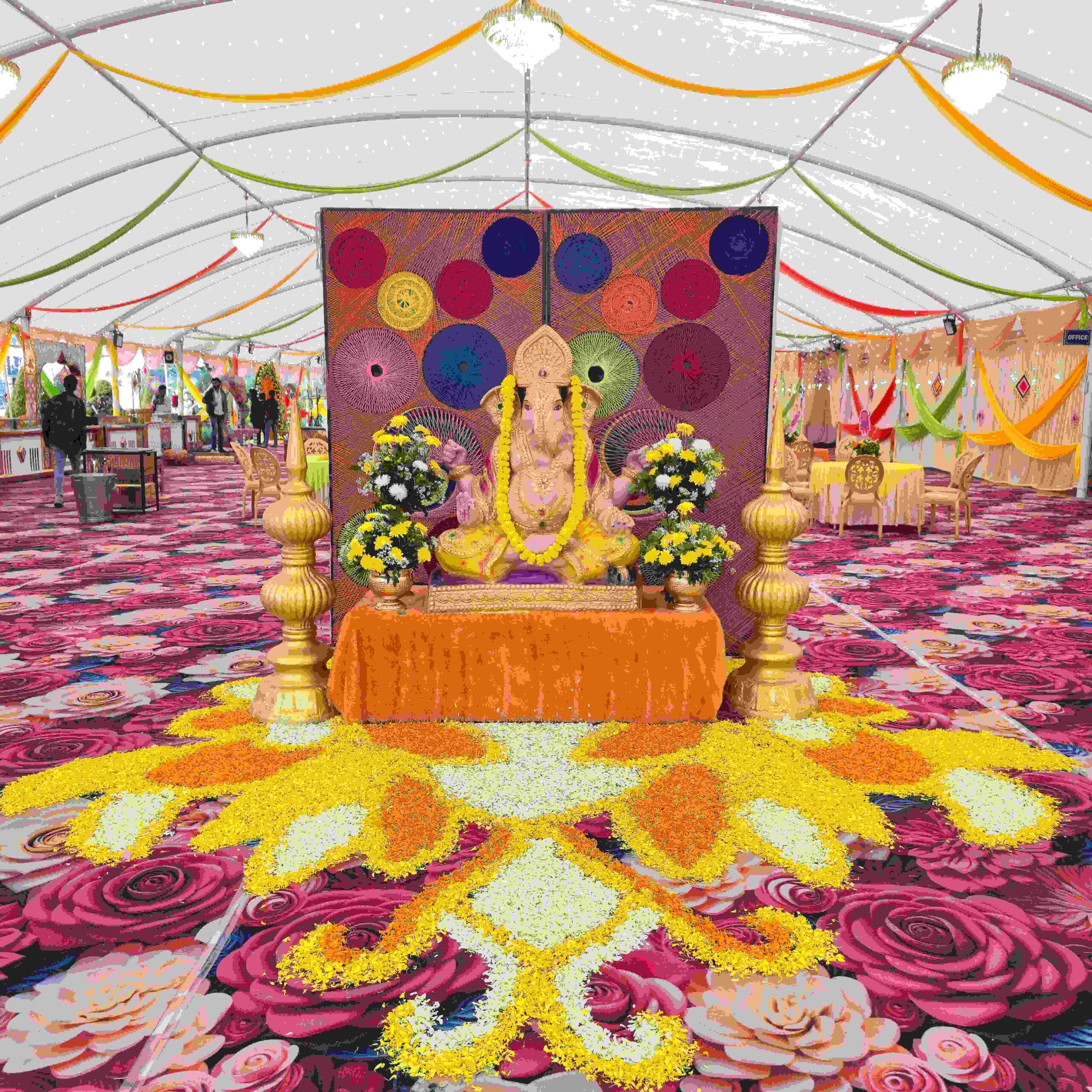 garden-haldi-function-bhopal.jpg Garden Haldi function with colourful wedding décor at Utsav Marriage Garden Bhopal
